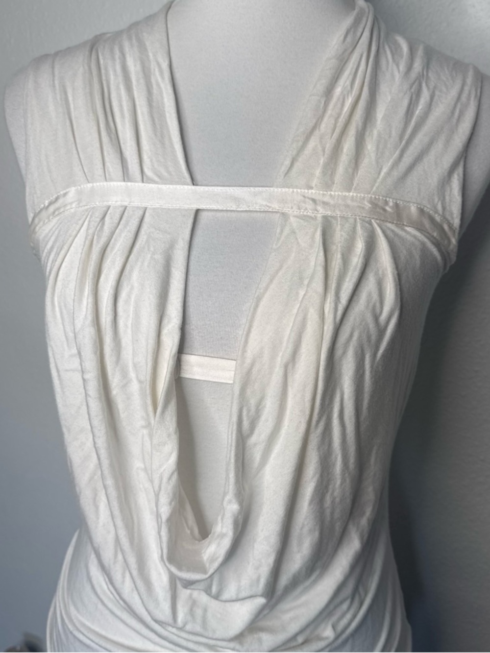 Eight Sixty Cream Draped Cowl Neck Chemise Top